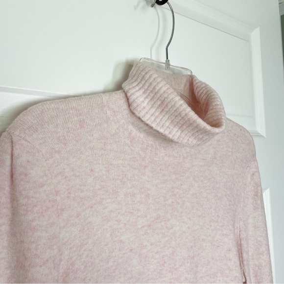 J. Crew Factory Heathered Pink Soft Wool Blend Puff-Sleeve Turtleneck Sweater - Picture 6 of 7